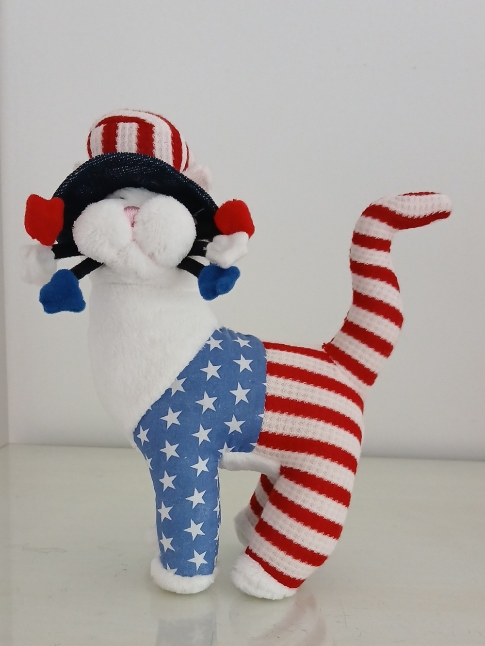 WhimsiClay Patriotic YANKEE DOODLE KITTY 2001 Amy Lacombe Plush Stuffed Animal